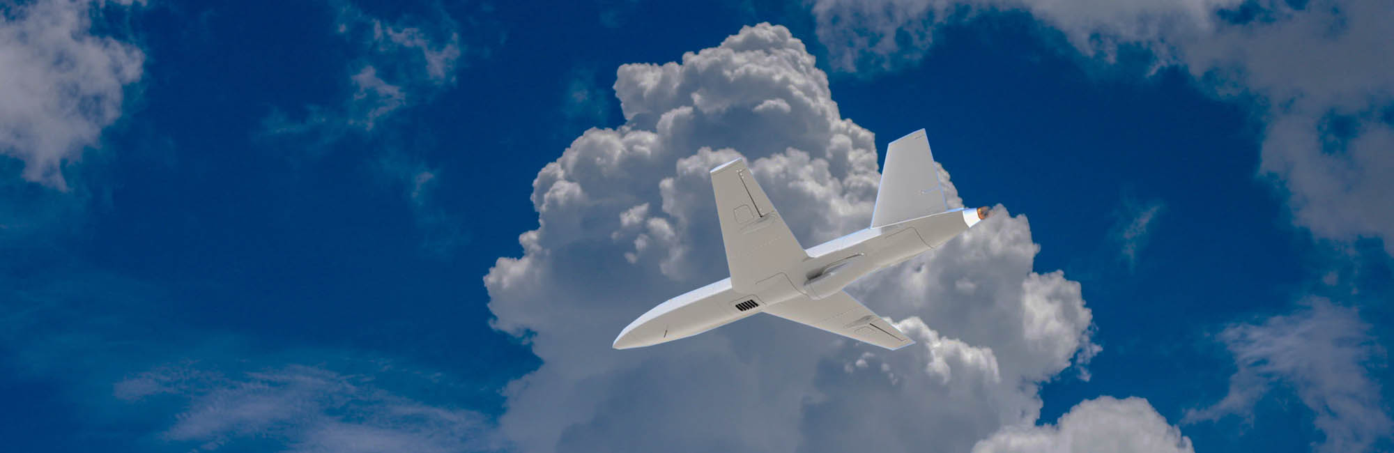 Biguá turbojet loitering munition in flight